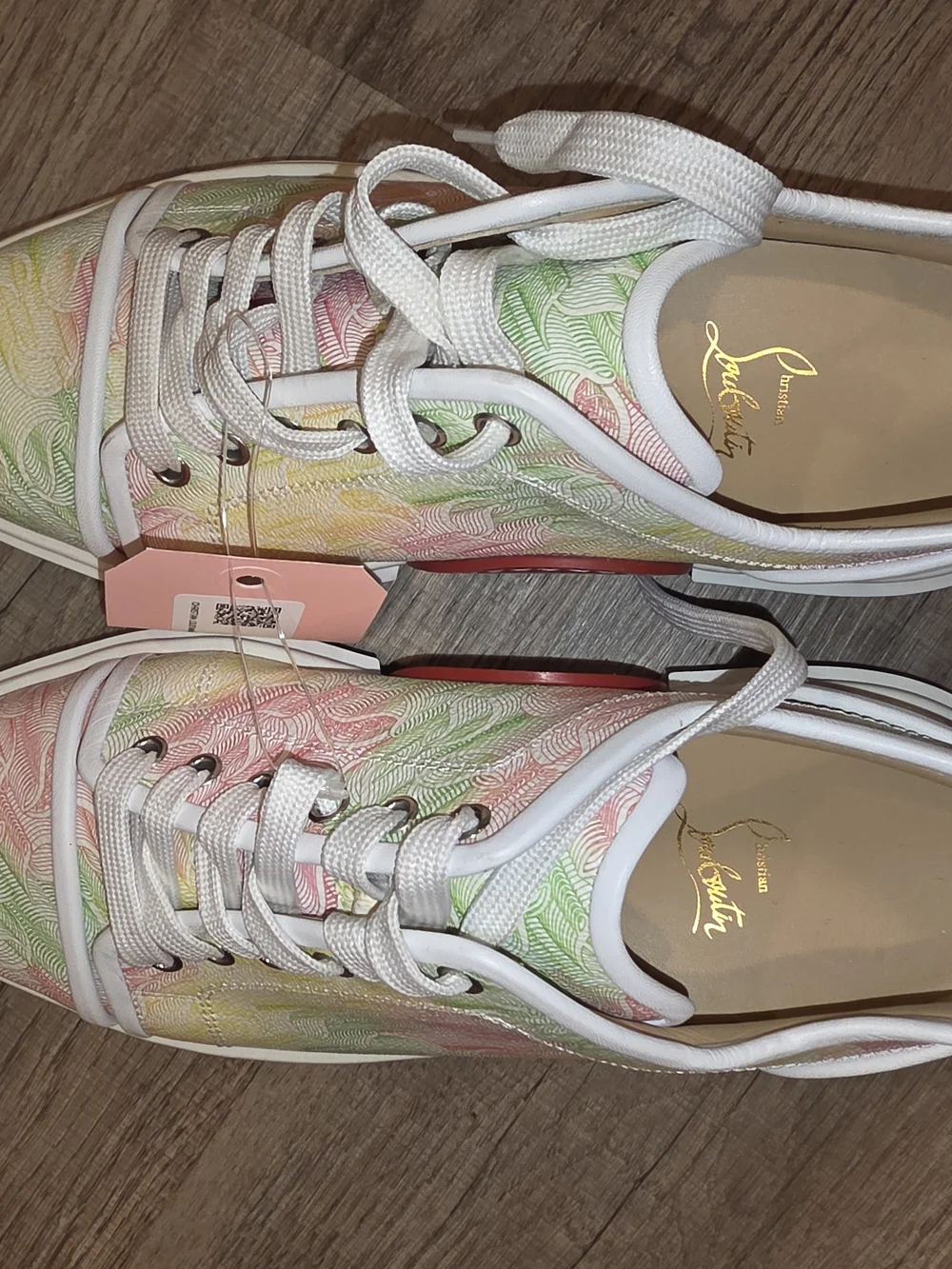 Christian Louboutin Pastel Floral Low-Top Sneakers with Red Sole